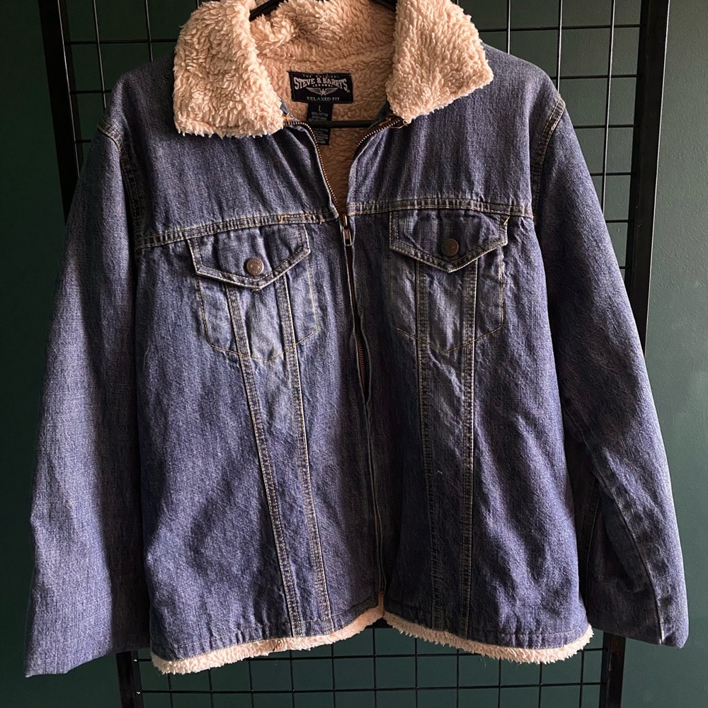 Vintage Steve & Barry's Blue Denim Jacket with Cream Sherpa